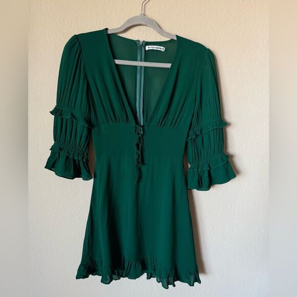 Reformation Laurelei Mini Green Dress Emerald Size 4 - Picture 6 of 9